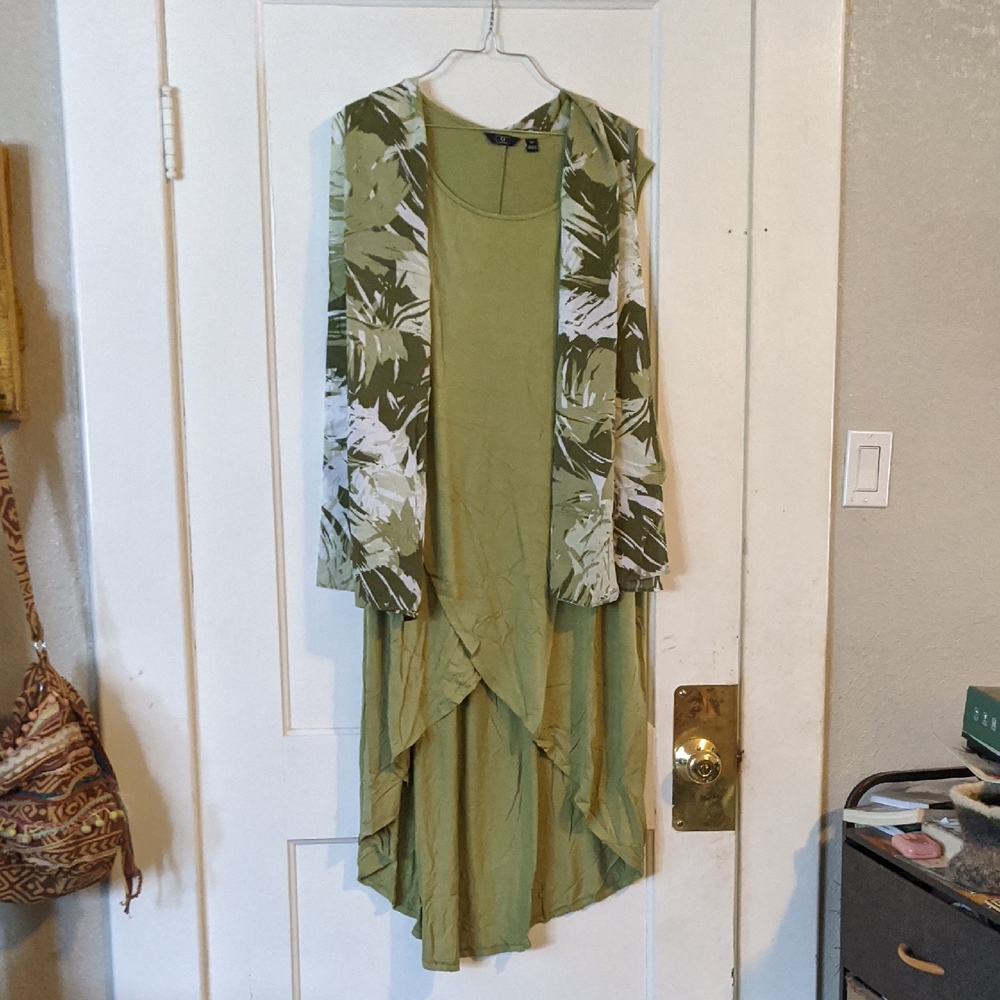 Hi Low Maxi Wrap Dress With Scarf 5x Petite Stretch Flowy Lagenlook Festival